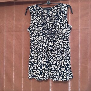 INC International Concepts Black and Cream Floral Blouse